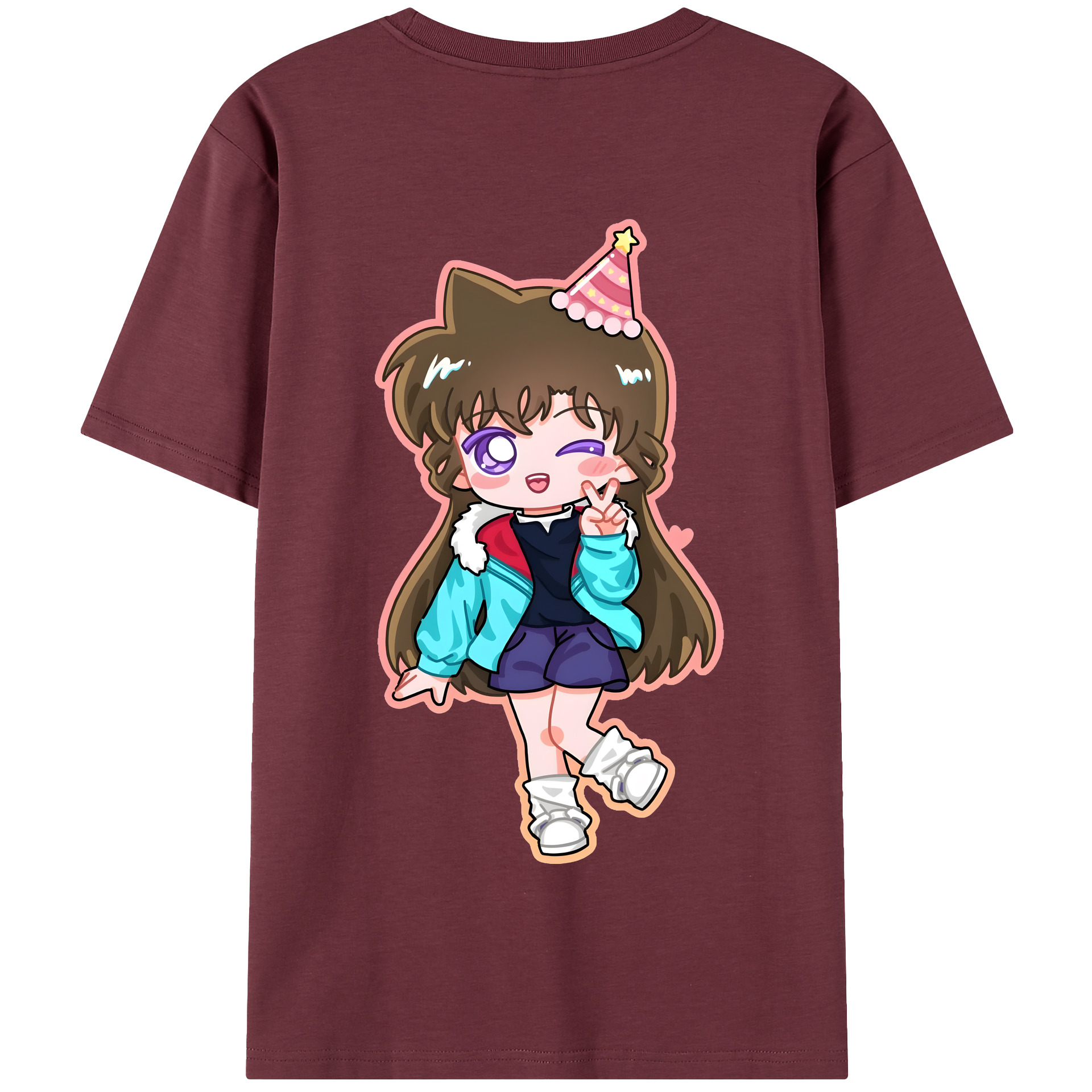（画像用） 名探偵コナン 毛利 蘭 もうり らん、モーリ ラン Detective Conan Rachel Moore 綿100％半袖Tシャツ（背面プリント）